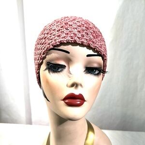 Roman Keflay Boho Pink & Tan Handmade Cotton Crochet Hat